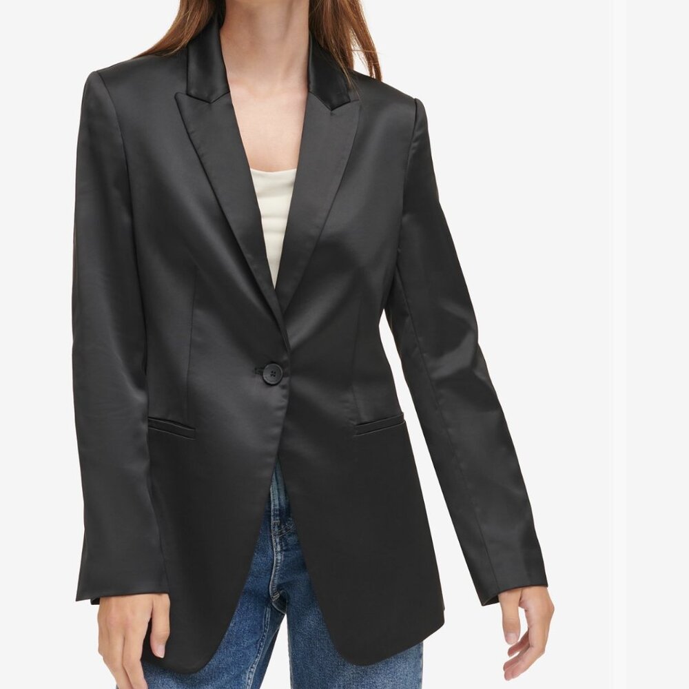 Calvin Klein  Satin blazer - Classic Black Tailored Jacket